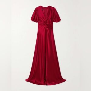 Talbot Runhof New Twist Front Satin Gown In Red Size 38 US 8 $1,850.00